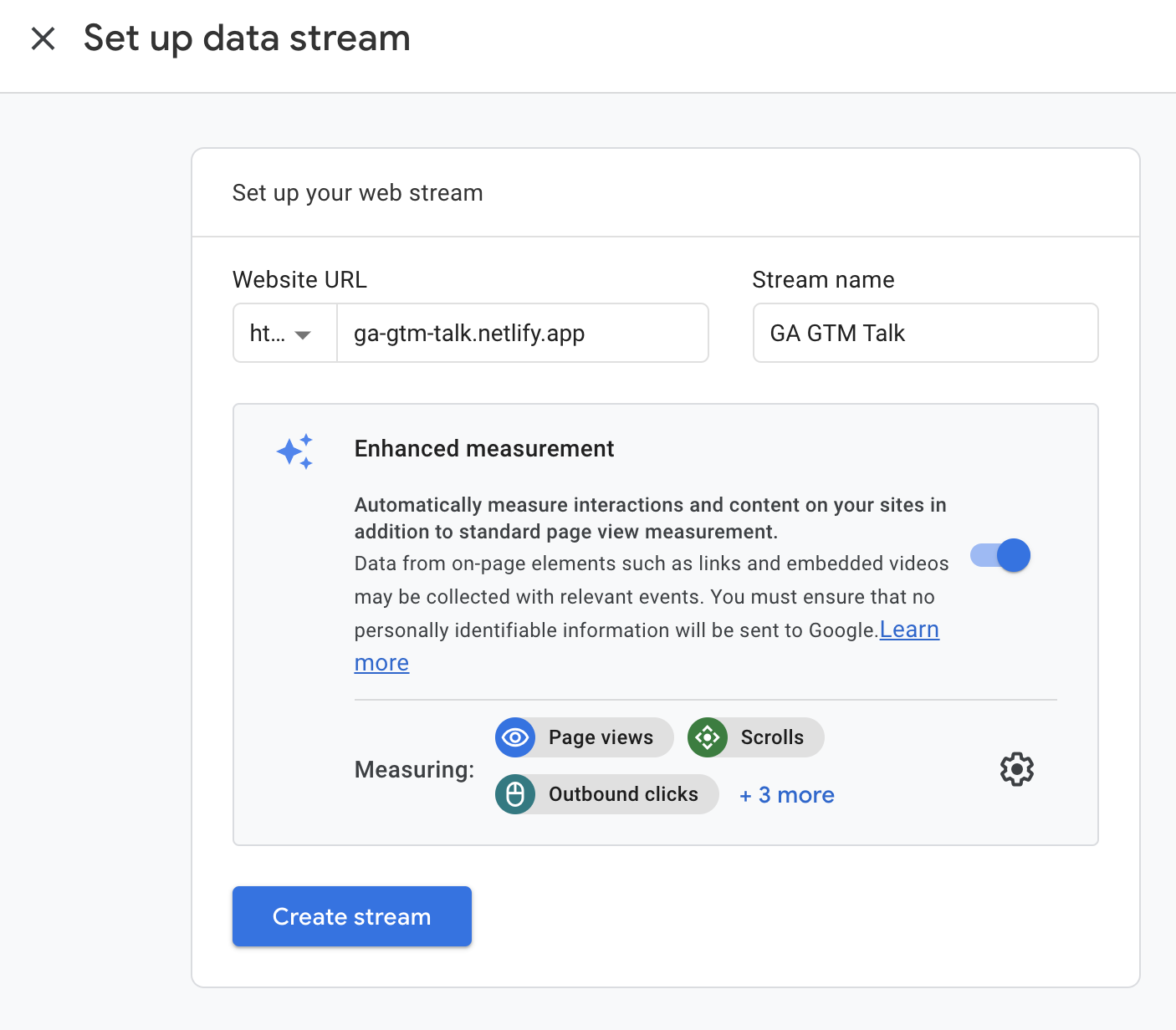 Google Analytics 4 Set Up New Data Stream